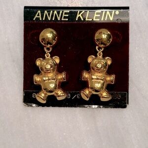 Anne Klein Gold Teddy Bear Earrings